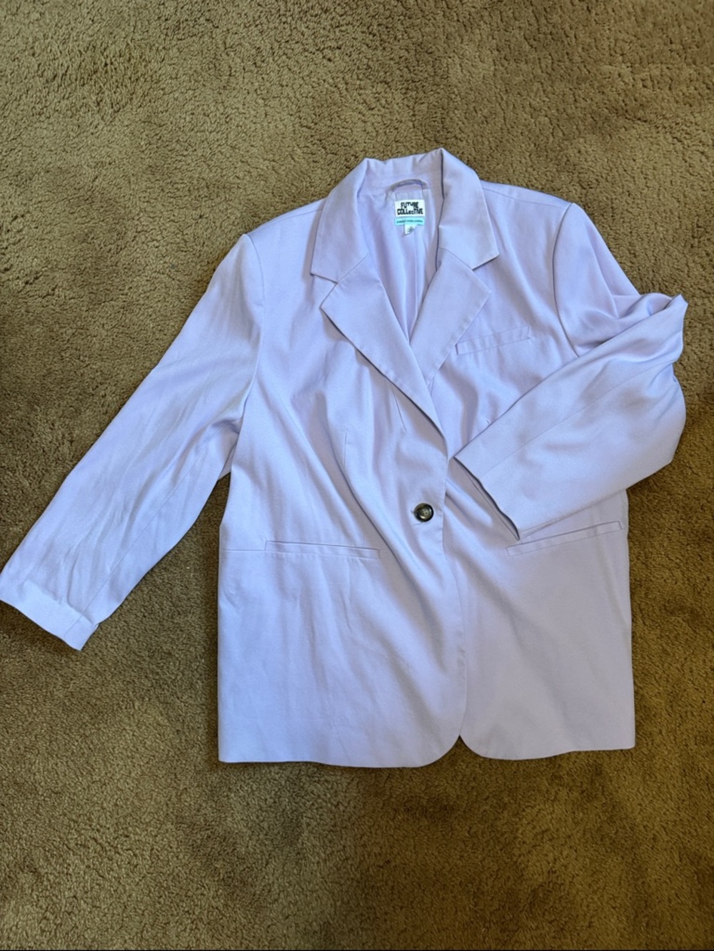 Lilac Single-Button Plus Size Blazer Jacket - Future Collections